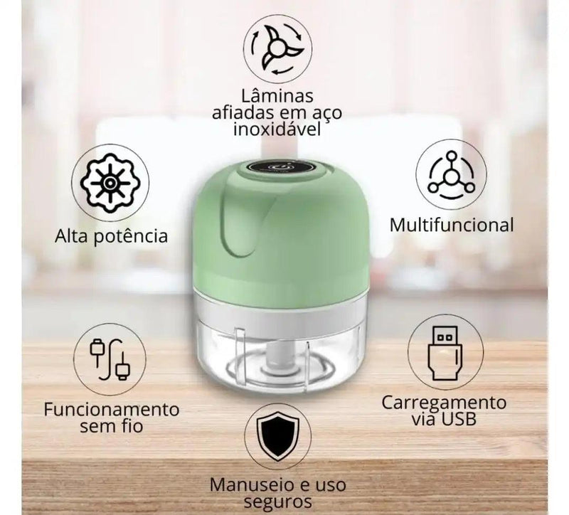 Mini Processador Elétrico 250ml – Triturador USB Recarregável