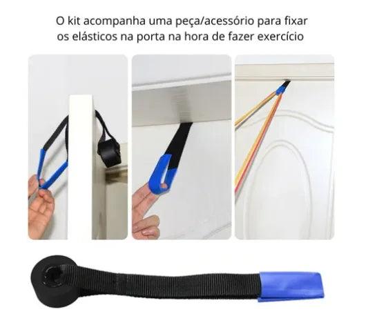 Kit Extensores Elásticos 11 Peças - Ideal para Calistenia, Musculação,Yoga e Pilates